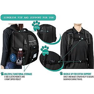 PetAmi Deluxe Backpack Dog & Cat Carrier, Black
