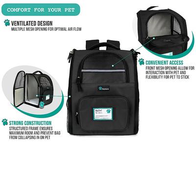 Show full view: PetAmi Deluxe Backpack Dog & Cat Carrier, Black slide 6 of 9