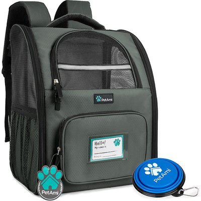 PetAmi PetAmi Deluxe Backpack Dog & Cat Carrier, Dark Gray