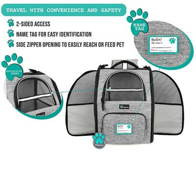 Show full view: PetAmi Deluxe Backpack Dog & Cat Carrier, Heather Gray slide 4 of 10