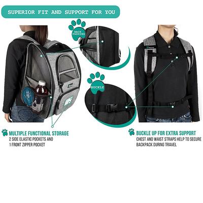 Show full view: PetAmi Deluxe Backpack Dog & Cat Carrier, Heather Gray slide 5 of 10