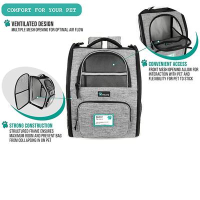 Show full view: PetAmi Deluxe Backpack Dog & Cat Carrier, Heather Gray slide 7 of 10