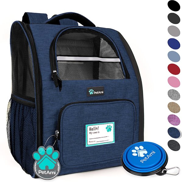 Show full view: PetAmi Deluxe Backpack Dog & Cat Carrier, Heather Navy slide 2 of 10