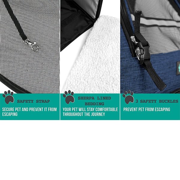 Show full view: PetAmi Deluxe Backpack Dog & Cat Carrier, Heather Navy slide 6 of 10