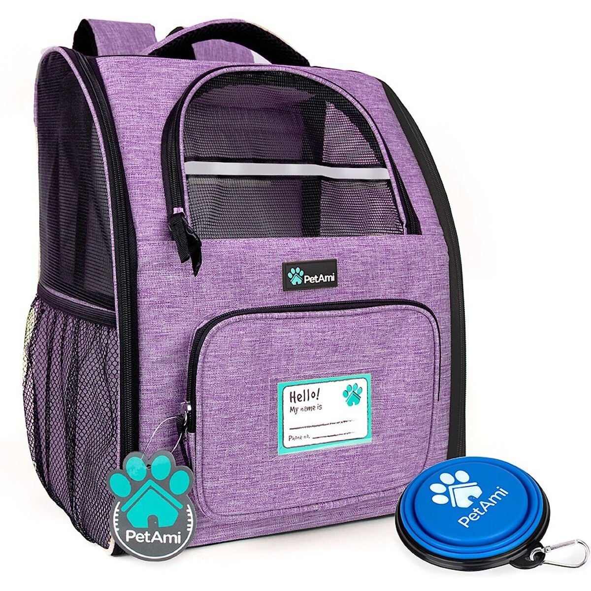 PetAmi Deluxe Backpack Dog & Cat Carrier, Heather Purple