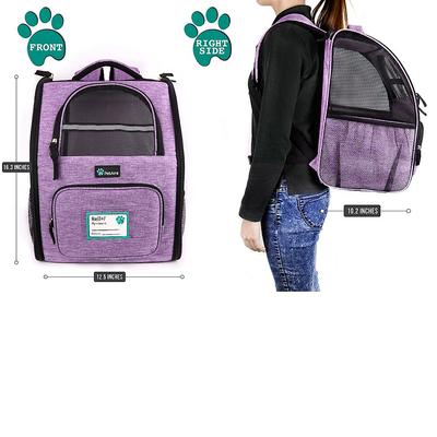 Show full view: PetAmi Deluxe Backpack Dog & Cat Carrier, Heather Purple slide 4 of 11