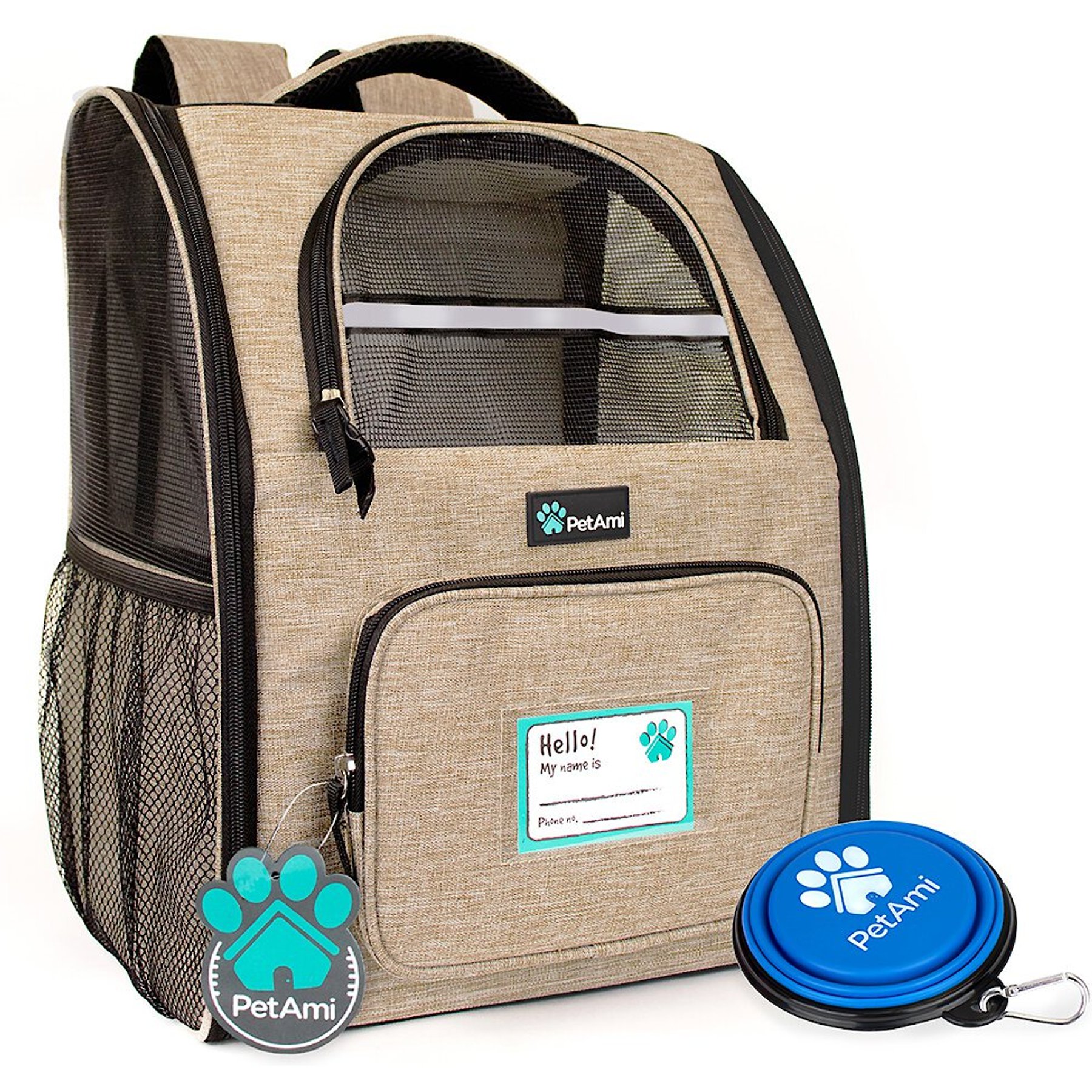 PetAmi Deluxe Backpack Dog & Cat Carrier, Heather Taupe