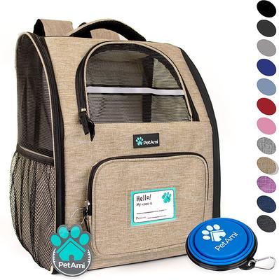 Show full view: PetAmi Deluxe Backpack Dog & Cat Carrier, Heather Taupe slide 2 of 10