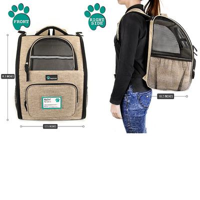 Show full view: PetAmi Deluxe Backpack Dog & Cat Carrier, Heather Taupe slide 3 of 10