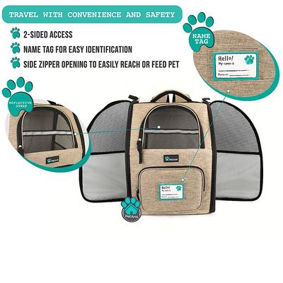 Show full view: PetAmi Deluxe Backpack Dog & Cat Carrier, Heather Taupe slide 4 of 10