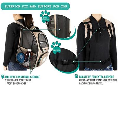Show full view: PetAmi Deluxe Backpack Dog & Cat Carrier, Heather Taupe slide 5 of 10