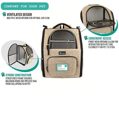 Show full view: PetAmi Deluxe Backpack Dog & Cat Carrier, Heather Taupe slide 7 of 10
