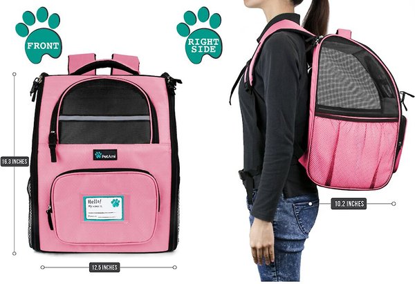 Show full view: PetAmi Deluxe Backpack Dog & Cat Carrier, Pink slide 3 of 10
