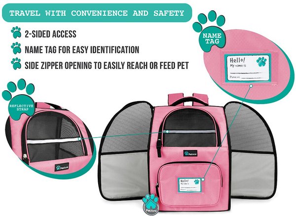 Show full view: PetAmi Deluxe Backpack Dog & Cat Carrier, Pink slide 4 of 10