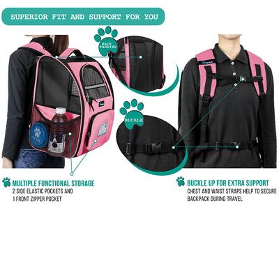 Show full view: PetAmi Deluxe Backpack Dog & Cat Carrier, Pink slide 5 of 10