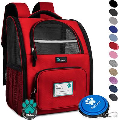 Show full view: PetAmi Deluxe Backpack Dog & Cat Carrier, Red slide 2 of 10