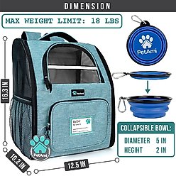PetAmi Deluxe Backpack Dog & Cat Carrier, Sea Blue slide 2 of 7