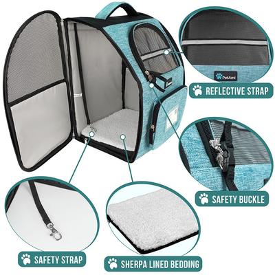 Show full view: PetAmi Deluxe Backpack Dog & Cat Carrier, Sea Blue slide 3 of 9