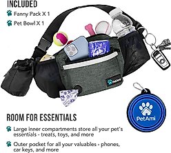 PetAmi Dog & Cat Fanny Pack with Travel Bowl, Charcoal slide 2 of 7