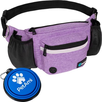 PetAmi PetAmi Dog & Cat Fanny Pack with Travel Bowl, Purple