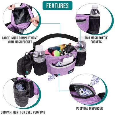 Show full view: PetAmi Dog & Cat Fanny Pack with Travel Bowl, Purple slide 4 of 10