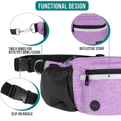 Show full view: PetAmi Dog & Cat Fanny Pack with Travel Bowl, Purple slide 5 of 10