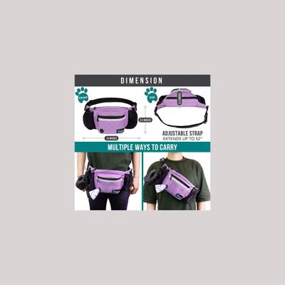 Show full view: PetAmi Dog & Cat Fanny Pack with Travel Bowl, Purple slide 6 of 10