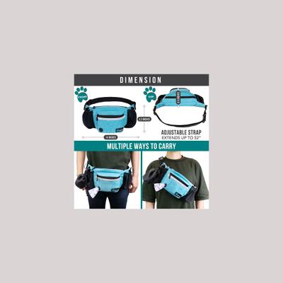 Show full view: PetAmi Dog & Cat Fanny Pack with Travel Bowl, Sea Blue slide 5 of 9