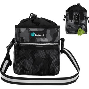 PetAmi Dog & Cat Treat Pouch, Camo Black