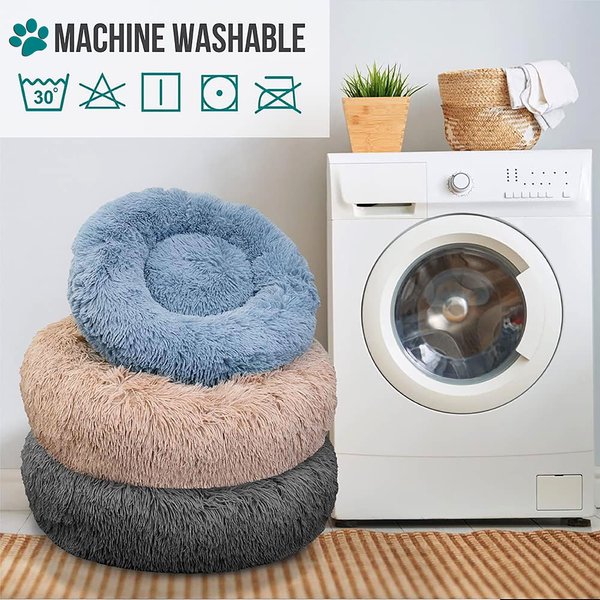 Show full view: PetAmi Donut Cat & Dog Bed, Dusty Blue, Medium slide 7 of 10