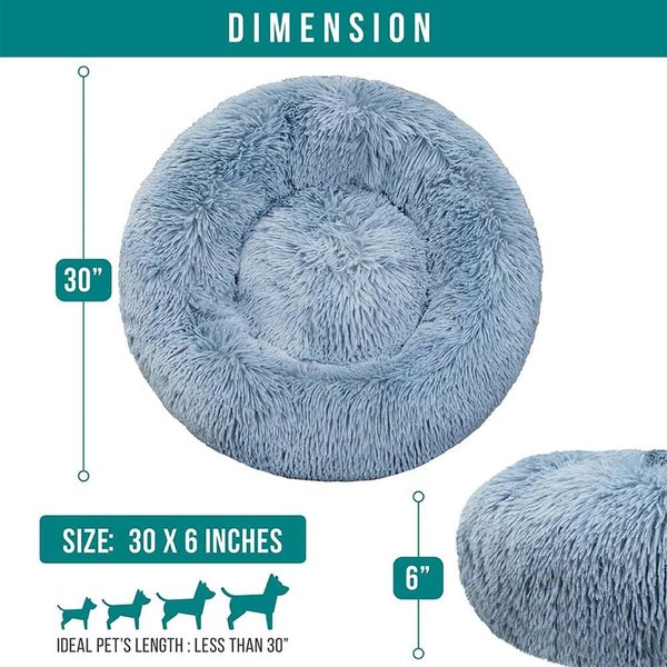 Show full view: PetAmi Donut Cat & Dog Bed, Dusty Blue, Medium slide 4 of 10
