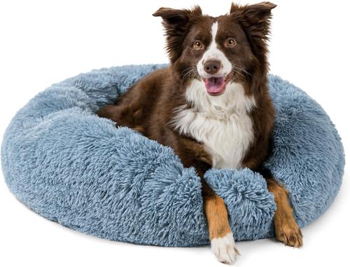 Show full view: PetAmi Donut Cat & Dog Bed, Dusty Blue, Medium slide 3 of 11