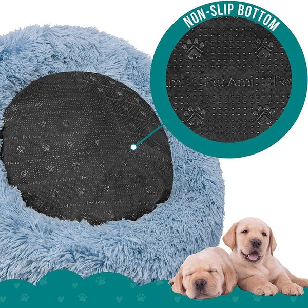 Show full view: PetAmi Donut Cat & Dog Bed, Dusty Blue, Medium slide 6 of 10
