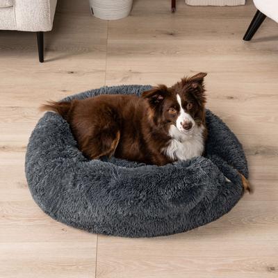 Show full view: PetAmi Donut Cat & Dog Bed, Gray, Medium slide 4 of 11