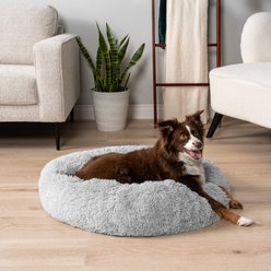 PetAmi Donut Cat & Dog Bed, Light Gray, Medium