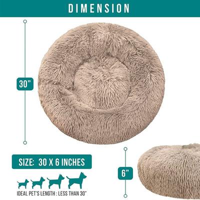 Show full view: PetAmi Donut Cat & Dog Bed, Taupe, Medium slide 5 of 11