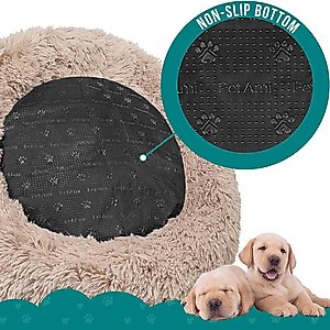 PetAmi Donut Cat & Dog Bed, Taupe, Medium