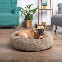 PetAmi Donut Cat & Dog Bed, Taupe, Small