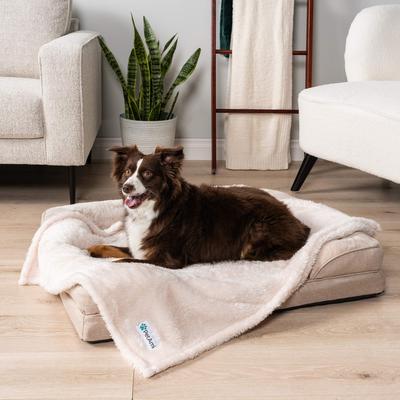 Show full view: PetAmi Fluffy Fleece Cat & Dog Throw Blanket, Beige, Large  slide 3 of 9