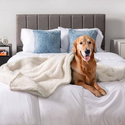 Show full view: PetAmi Fluffy Fleece Cat & Dog Throw Blanket, Beige, Large  slide 2 of 9