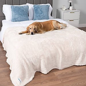 PetAmi Fluffy Fleece Cat & Dog Throw Blanket, Beige, X-Large 