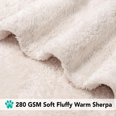 Show full view: PetAmi Fluffy Fleece Cat & Dog Throw Blanket, Beige, X-Large  slide 4 of 9