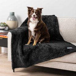 PetAmi Fluffy Fleece Cat & Dog Throw Blanket, Black, Large 