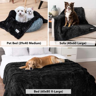 Show full view: PetAmi Fluffy Fleece Cat & Dog Throw Blanket, Black, Medium  slide 6 of 10
