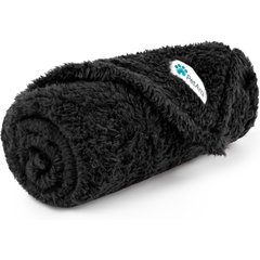 PetAmi Fluffy Fleece Cat & Dog Throw Blanket, Black, Small 