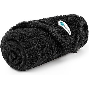 PetAmi Fluffy Fleece Cat & Dog Throw Blanket, Black, Small 