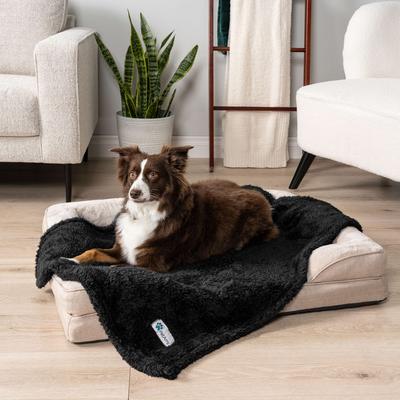 Show full view: PetAmi Fluffy Fleece Cat & Dog Throw Blanket, Black, Small  slide 3 of 9