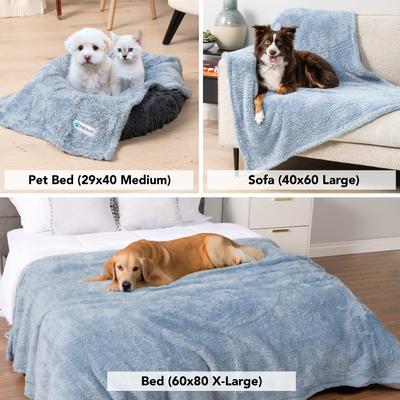 Show full view: PetAmi Fluffy Fleece Cat & Dog Throw Blanket, Blue, X-Large  slide 6 of 10