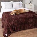 PetAmi Fluffy Fleece Cat & Dog Throw Blanket, Brown, X-Large 
