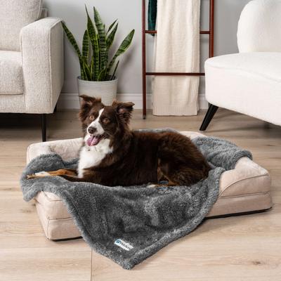 Show full view: PetAmi Fluffy Fleece Cat & Dog Throw Blanket, Gray, Large  slide 3 of 9